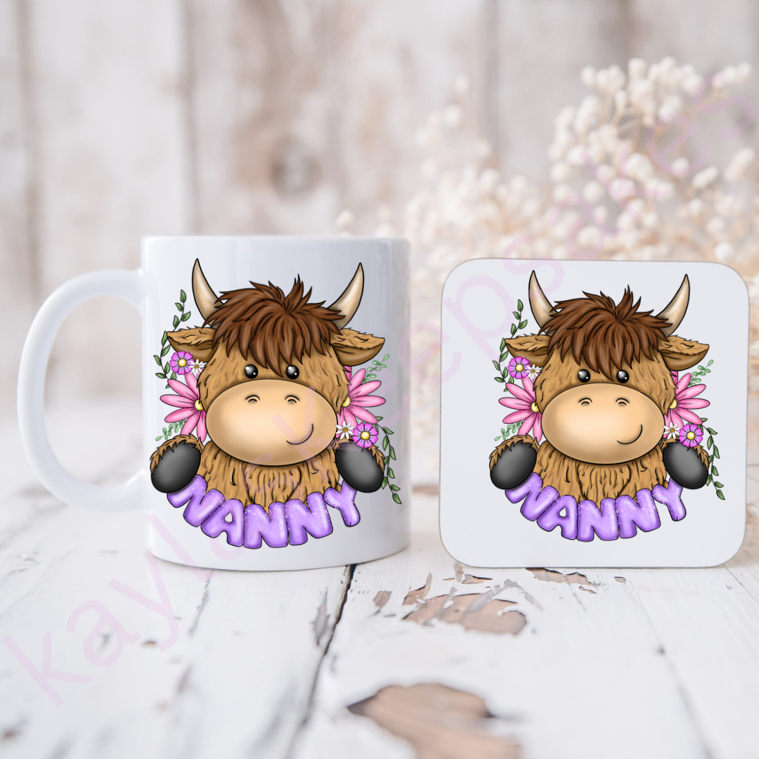 Highland cow floral Mug