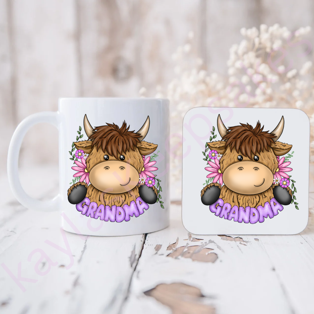 Highland cow floral Mug