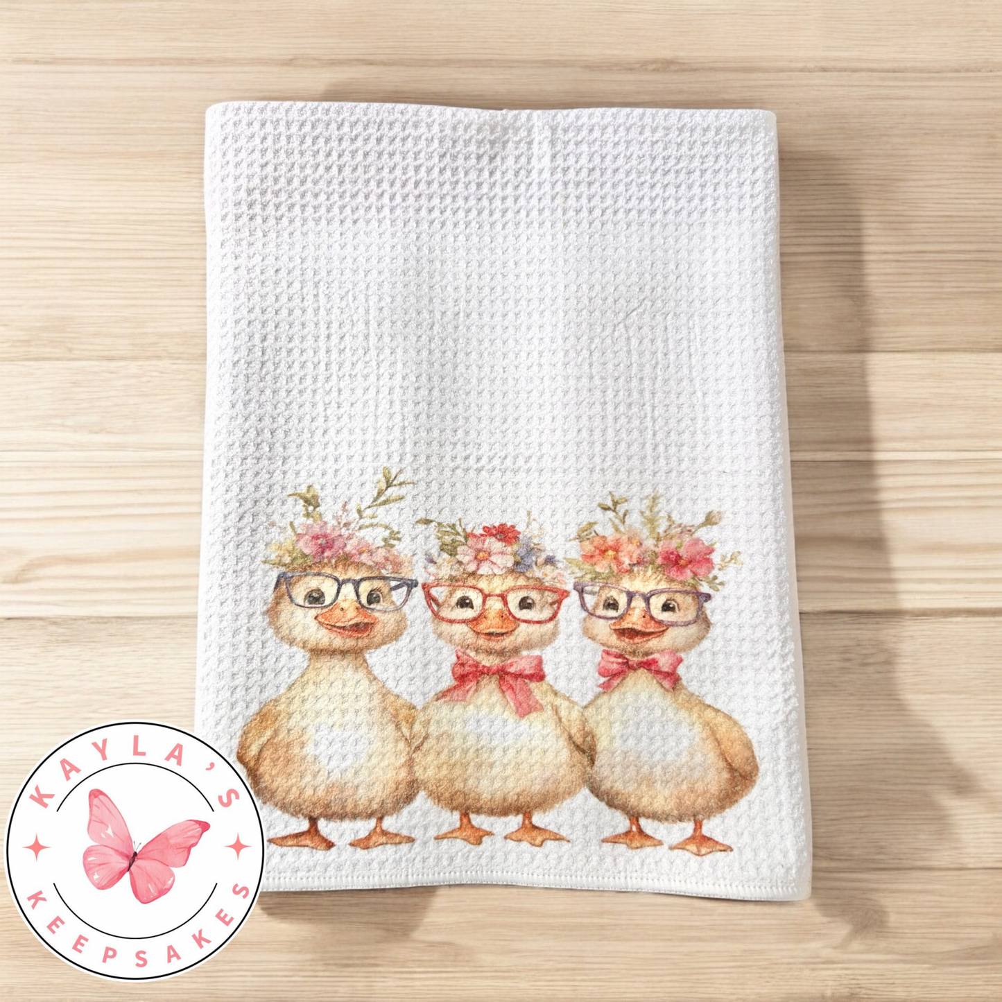 Duck Design Waffle Tea Towel