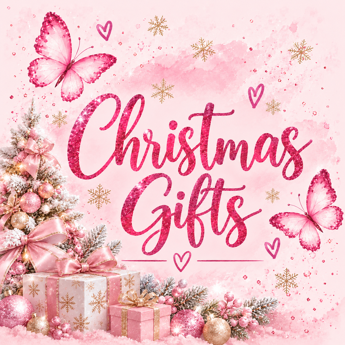 Christmas Gifts pink festive butterfly collection artwork