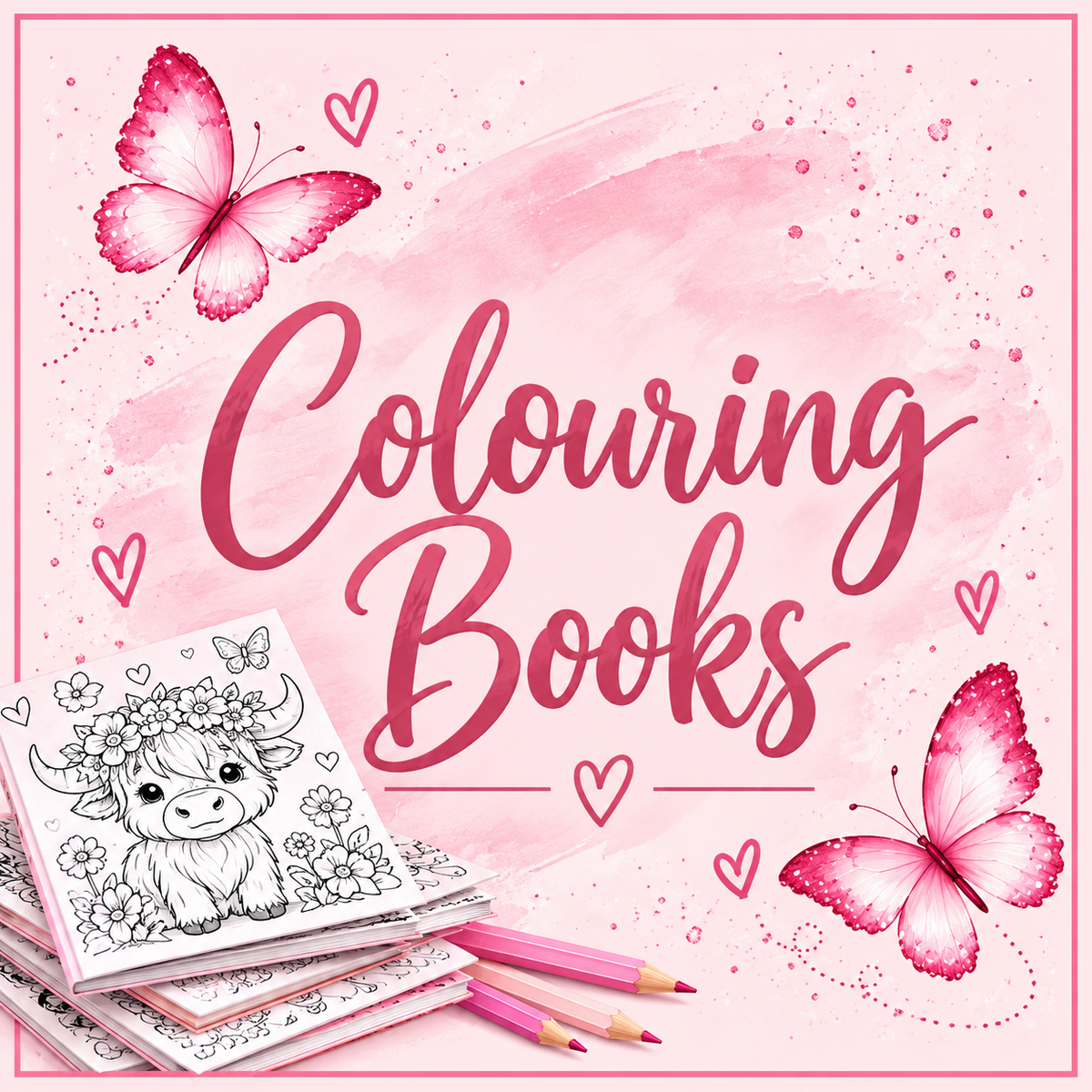 Colouring Books pink butterfly collection cover