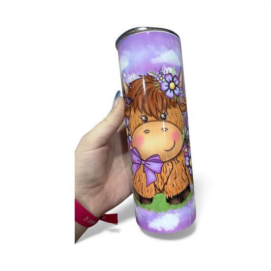 Purple Floral highland cow