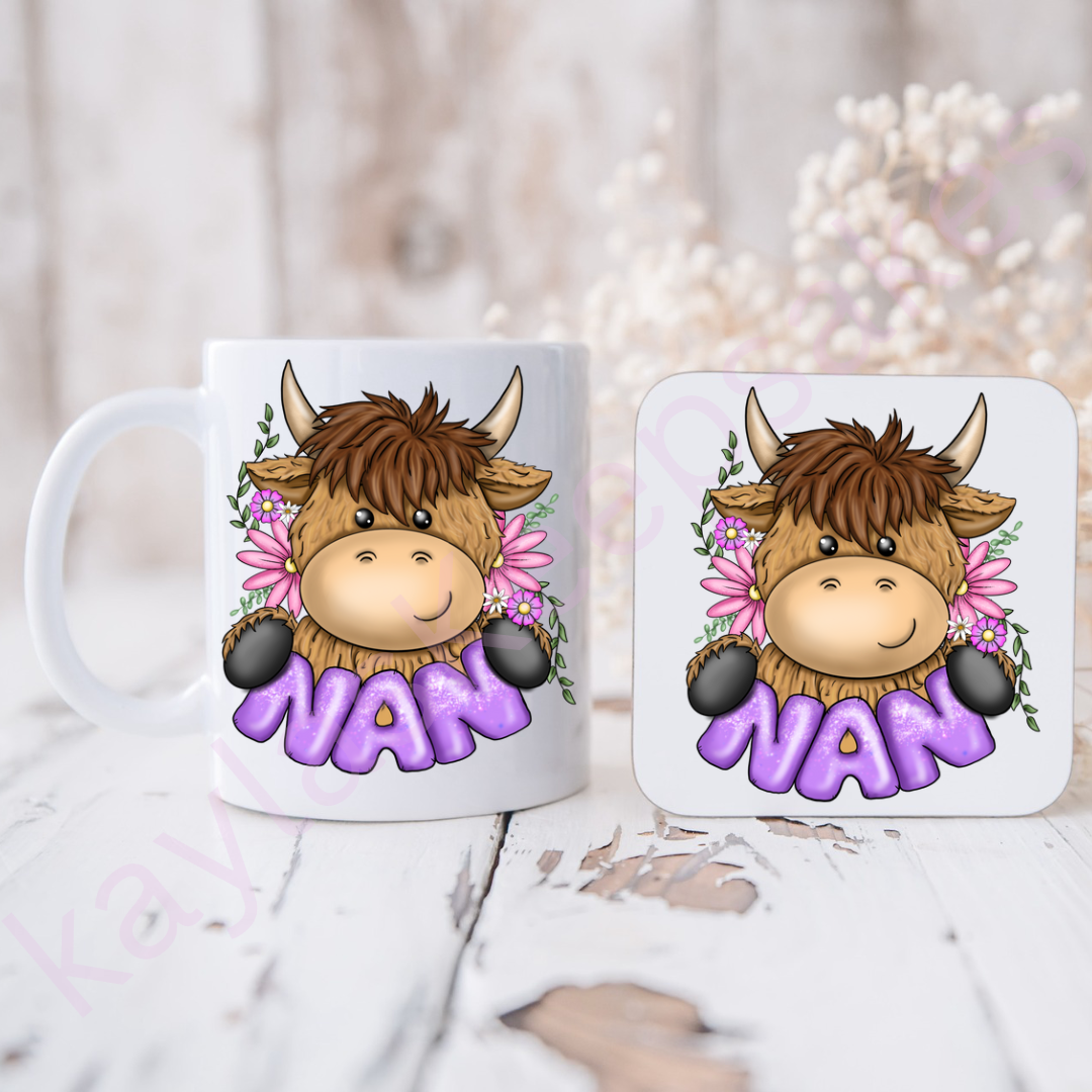 Highland cow floral Mug