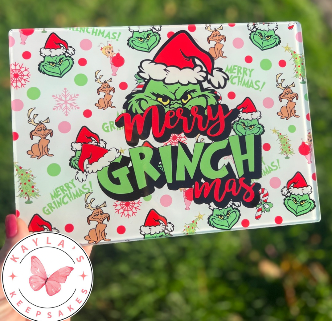 Grinch Glass chopping board