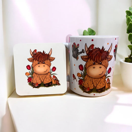 Highland Cow Tulip mug set