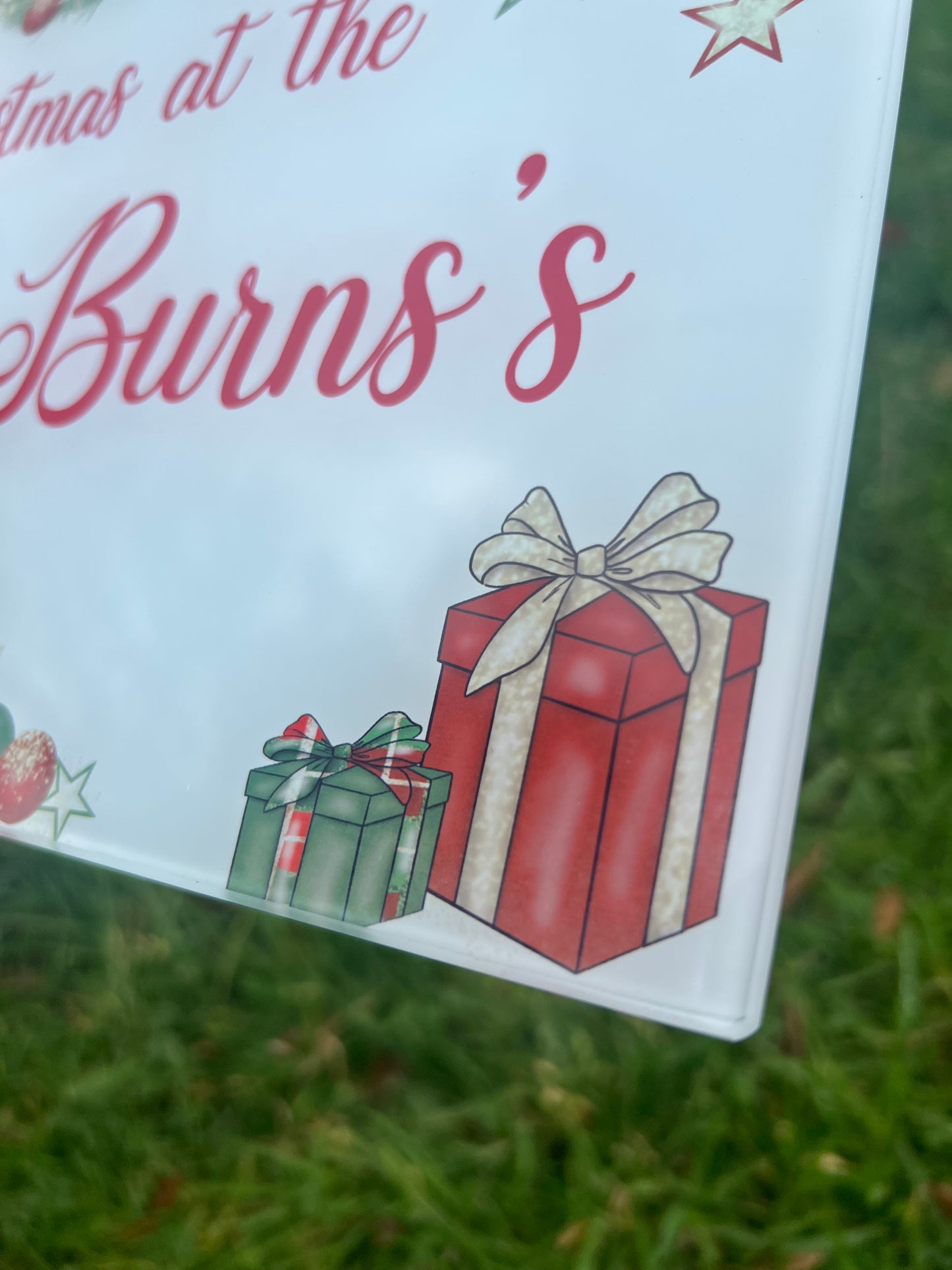 Christmas Personalised Glass chopping board