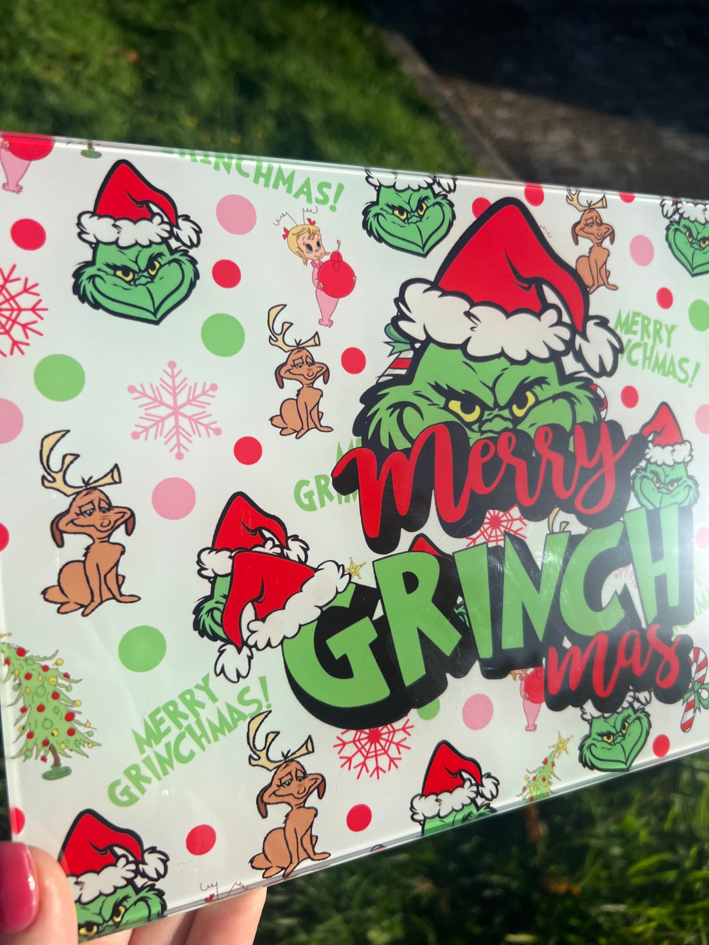 Grinch Glass chopping board
