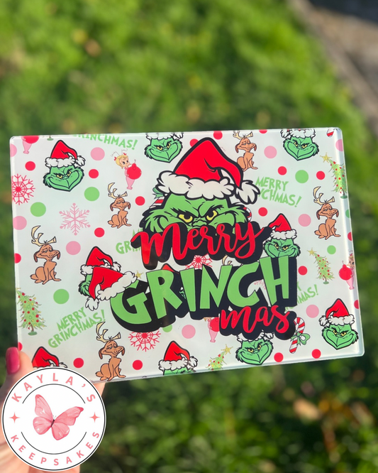 Grinch Glass chopping board