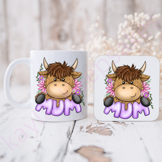 Highland cow floral Mug