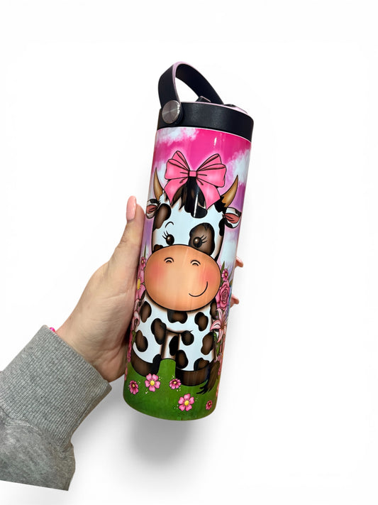 Cute floral cow tumbler