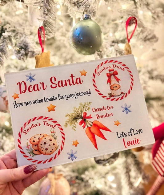 Personalised Santa Treat Board – A4 Glass Christmas Eve Board